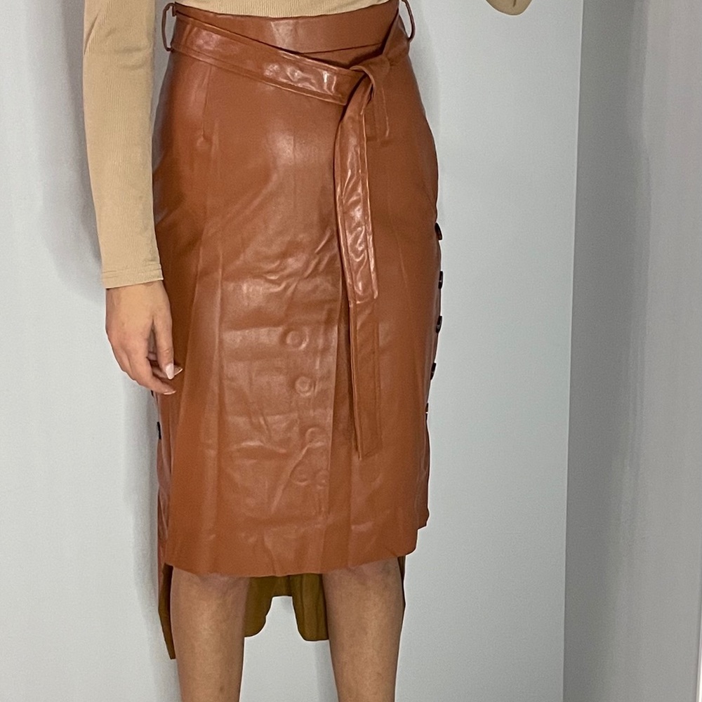 Faux Leather High Low Skirt